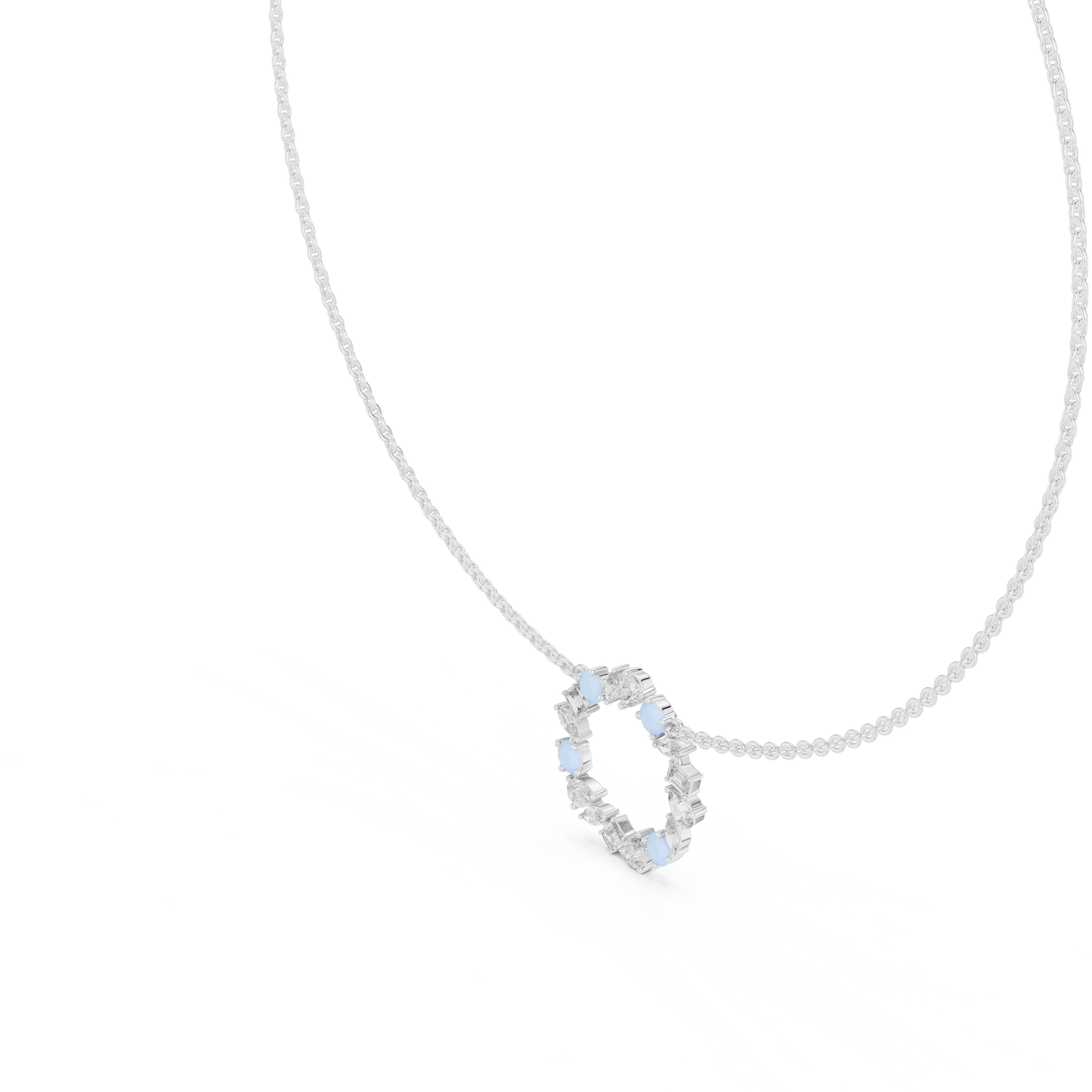 2.52 Ct All Shapes Round, Pear, Marquise, Emerald Lab Grown Diamond Round Style Wedding Wear 14k Solid Gold Necklace - HIGHCARAT DIAMONDS
