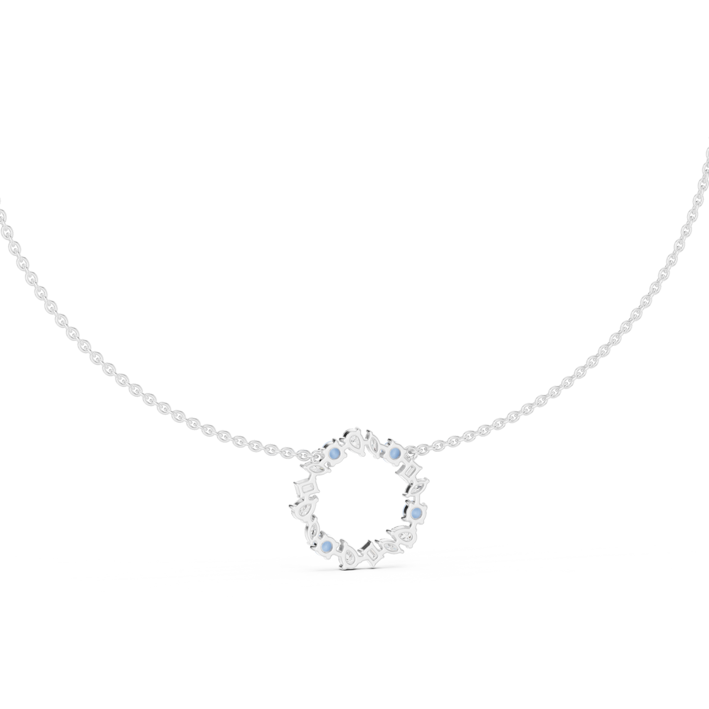 2.52 Ct All Shapes Round, Pear, Marquise, Emerald Lab Grown Diamond Round Style Wedding Wear 14k Solid Gold Necklace - HIGHCARAT DIAMONDS
