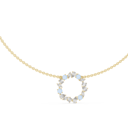 2.52 Ct All Shapes Round, Pear, Marquise, Emerald Lab Grown Diamond Round Style Wedding Wear 14k Solid Gold Necklace - HIGHCARAT DIAMONDS