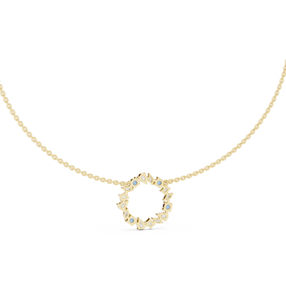 2.52 Ct All Shapes Round, Pear, Marquise, Emerald Lab Grown Diamond Round Style Wedding Wear 14k Solid Gold Necklace - HIGHCARAT DIAMONDS