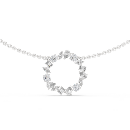 Multi Shape Lab Grown Diamond Circle Pendant Necklace - HIGHCARAT DIAMONDS