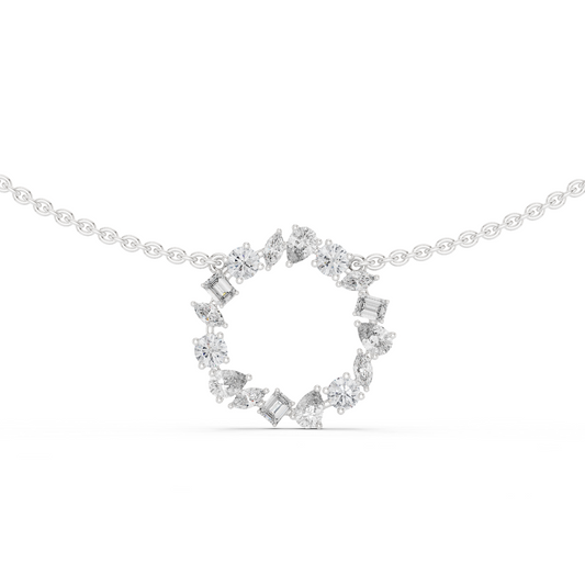 Multi Shape Lab Grown Diamond Circle Pendant Necklace - HIGHCARAT DIAMONDS