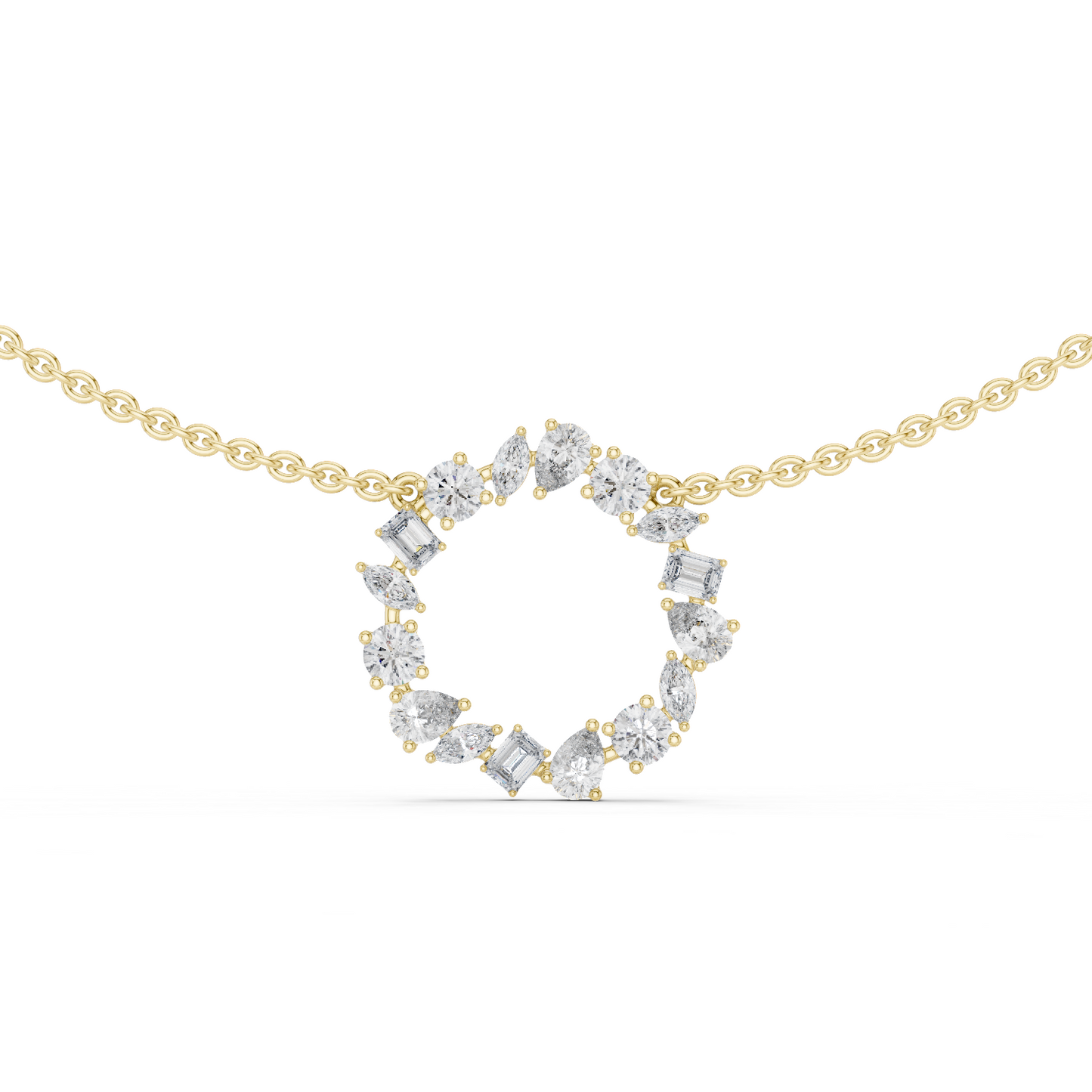 Multi Shape Lab Grown Diamond Circle Pendant Necklace - HIGHCARAT DIAMONDS