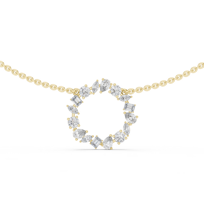 Multi Shape Lab Grown Diamond Circle Pendant Necklace - HIGHCARAT DIAMONDS