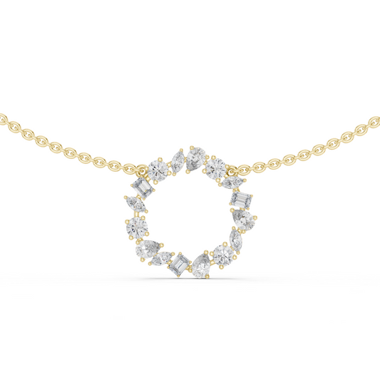 Multi Shape Lab Grown Diamond Circle Pendant Necklace - HIGHCARAT DIAMONDS