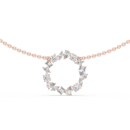 Multi Shape Lab Grown Diamond Circle Pendant Necklace - HIGHCARAT DIAMONDS