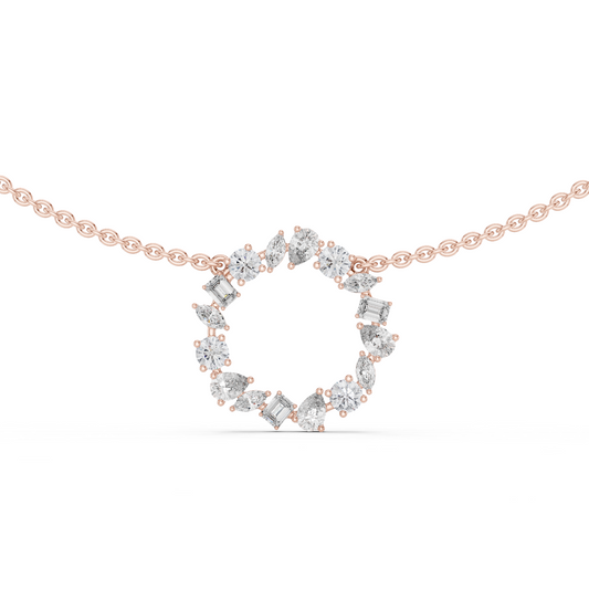 Multi Shape Lab Grown Diamond Circle Pendant Necklace - HIGHCARAT DIAMONDS