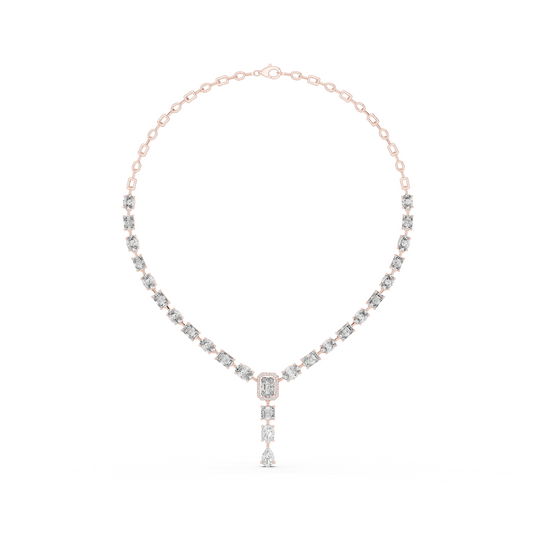 Round, Oval, Emerald At All Shapes Lab grown Diamond 14k Solid Gold Antic Look Diamond Necklace for Her - HIGHCARAT DIAMONDS