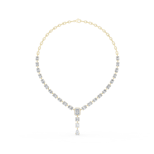 Round, Oval, Emerald At All Shapes Lab grown Diamond 14k Solid Gold Antic Look Diamond Necklace for Her - HIGHCARAT DIAMONDS