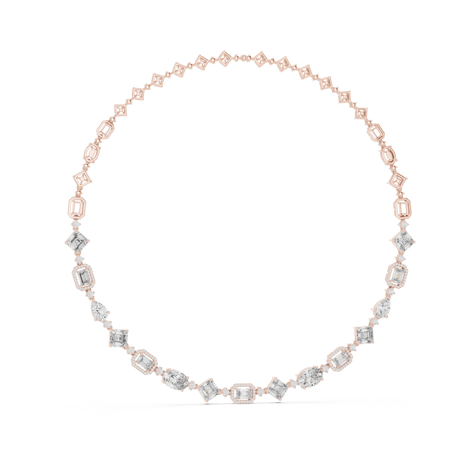 Round, Pear, Emerald,  Shapes Lab Grown Diamond 18k Solid Gold Vintage Classic Diamond Necklace - HIGHCARAT DIAMONDS