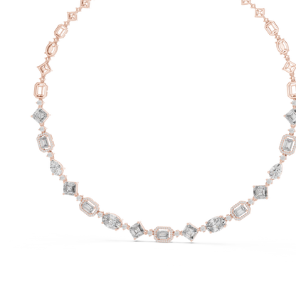Round, Pear, Emerald,  Shapes Lab Grown Diamond 18k Solid Gold Vintage Classic Diamond Necklace - HIGHCARAT DIAMONDS