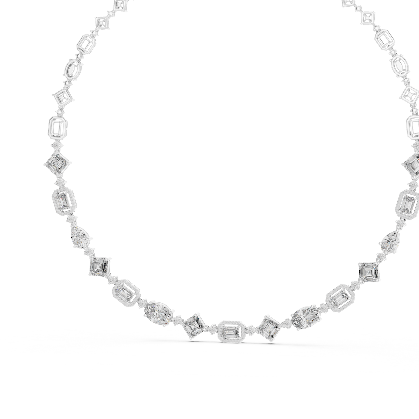 Round, Pear, Emerald,  Shapes Lab Grown Diamond 18k Solid Gold Vintage Classic Diamond Necklace - HIGHCARAT DIAMONDS