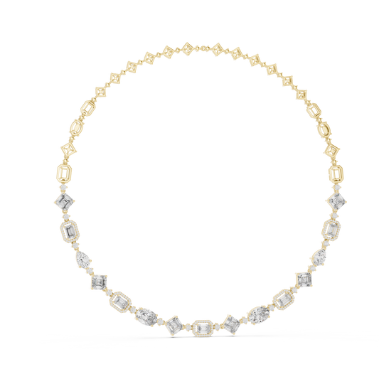 Round, Pear, Emerald,  Shapes Lab Grown Diamond 18k Solid Gold Vintage Classic Diamond Necklace - HIGHCARAT DIAMONDS