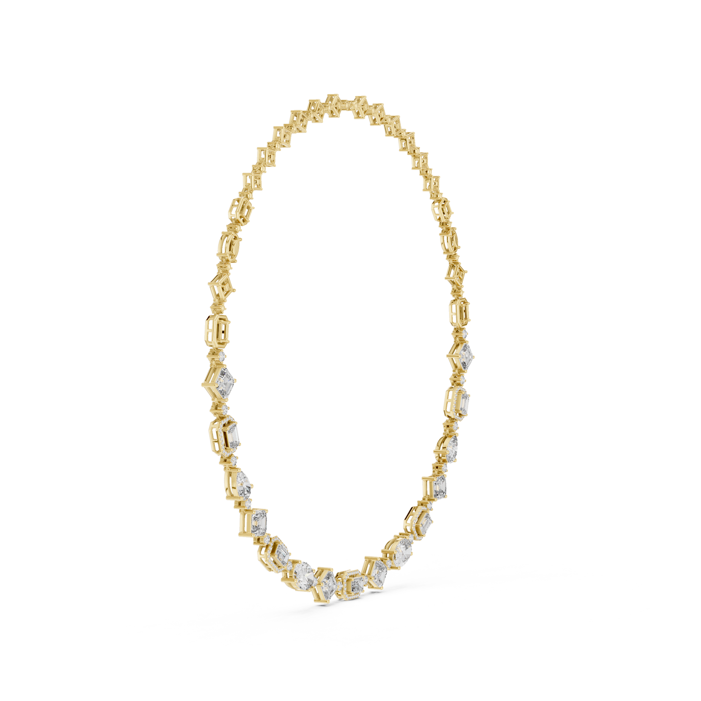 Round, Pear, Emerald,  Shapes Lab Grown Diamond 18k Solid Gold Vintage Classic Diamond Necklace - HIGHCARAT DIAMONDS