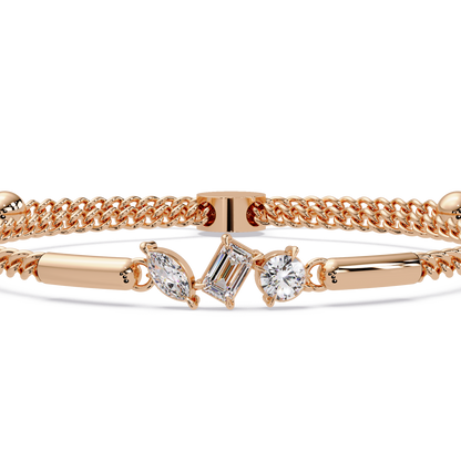 Multi Shape Lab Grown Diamond Rose Gold Bracelet - HIGHCARAT DIAMONDS