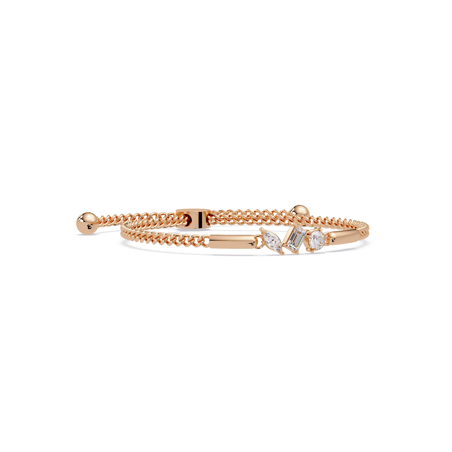 Multi Shape Lab Grown Diamond Rose Gold Bracelet - HIGHCARAT DIAMONDS