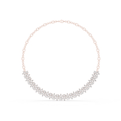 Front view of multi shape lab grown diamond statement necklace