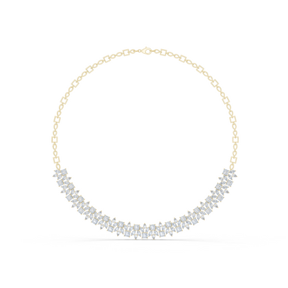 Luxury yellow gold diamond necklace with mixed diamond cuts