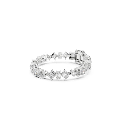 360 view video of multi shape lab diamond tennis bracelet rotating on white background
