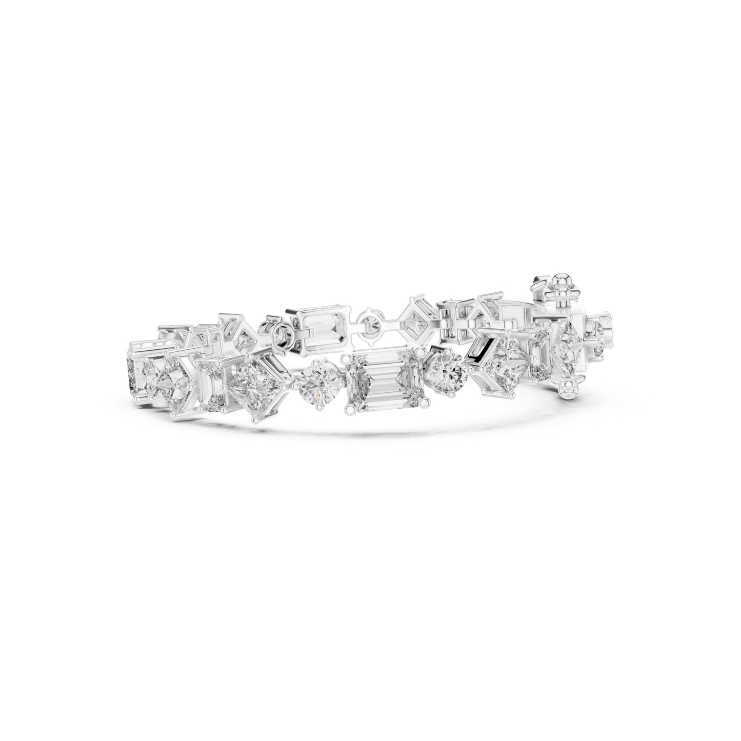 14K Solid Gold Multi Shape Top Grade Lab Grown Diamond Unique Art Deco Dainty Engagement Tennis Bracelet Gift For Her - HIGHCARAT DIAMONDS