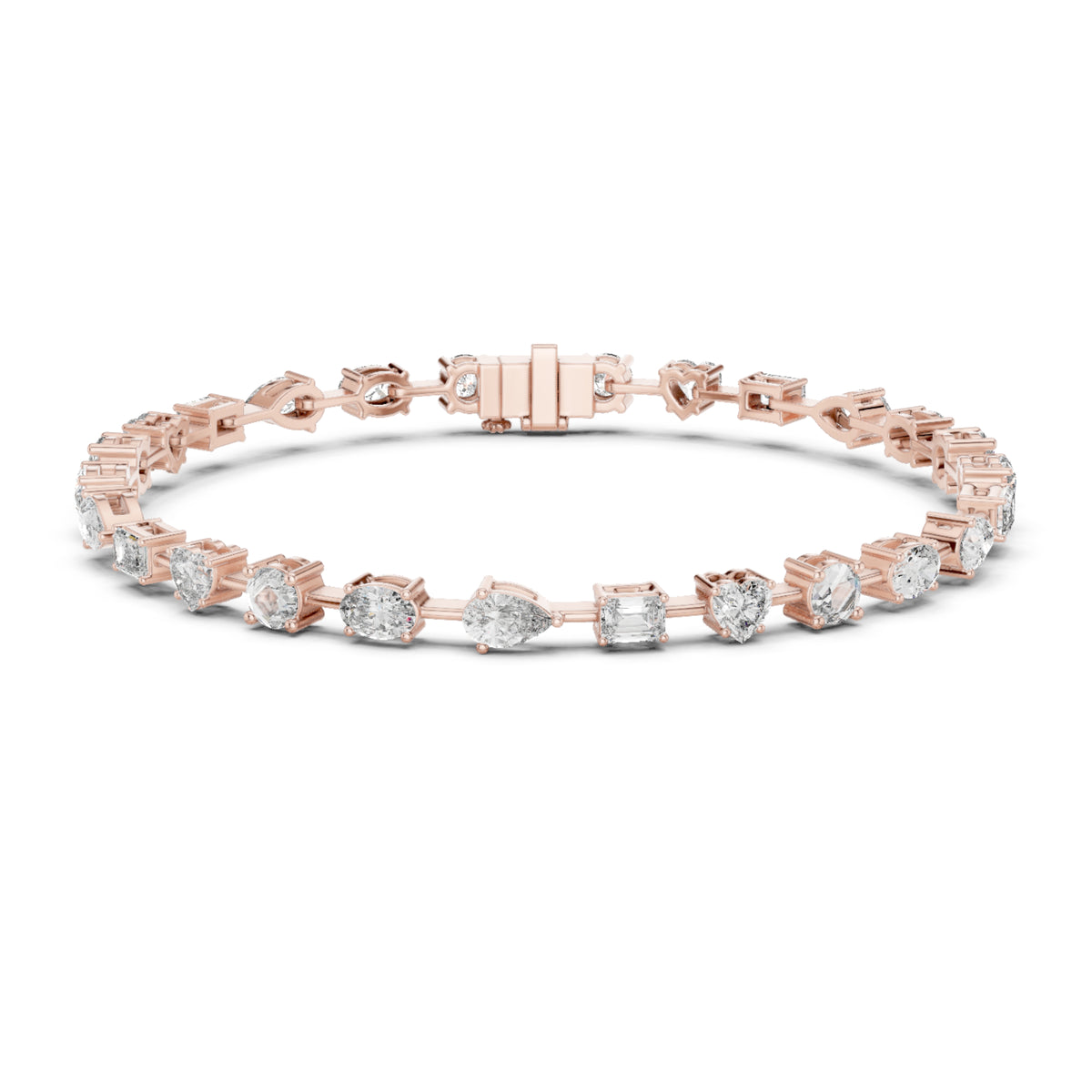 4.77Ct Multi Shape Diamond Vintage Cluster 14k Solid Rose Gold Dainty Perfect Handmade Party Wear Tennis Bracelet Gift For Her - HIGHCARAT DIAMONDS