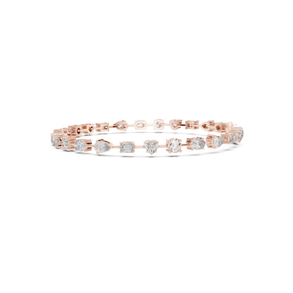4.77Ct Multi Shape Diamond Vintage Cluster 14k Solid Rose Gold Dainty Perfect Handmade Party Wear Tennis Bracelet Gift For Her - HIGHCARAT DIAMONDS