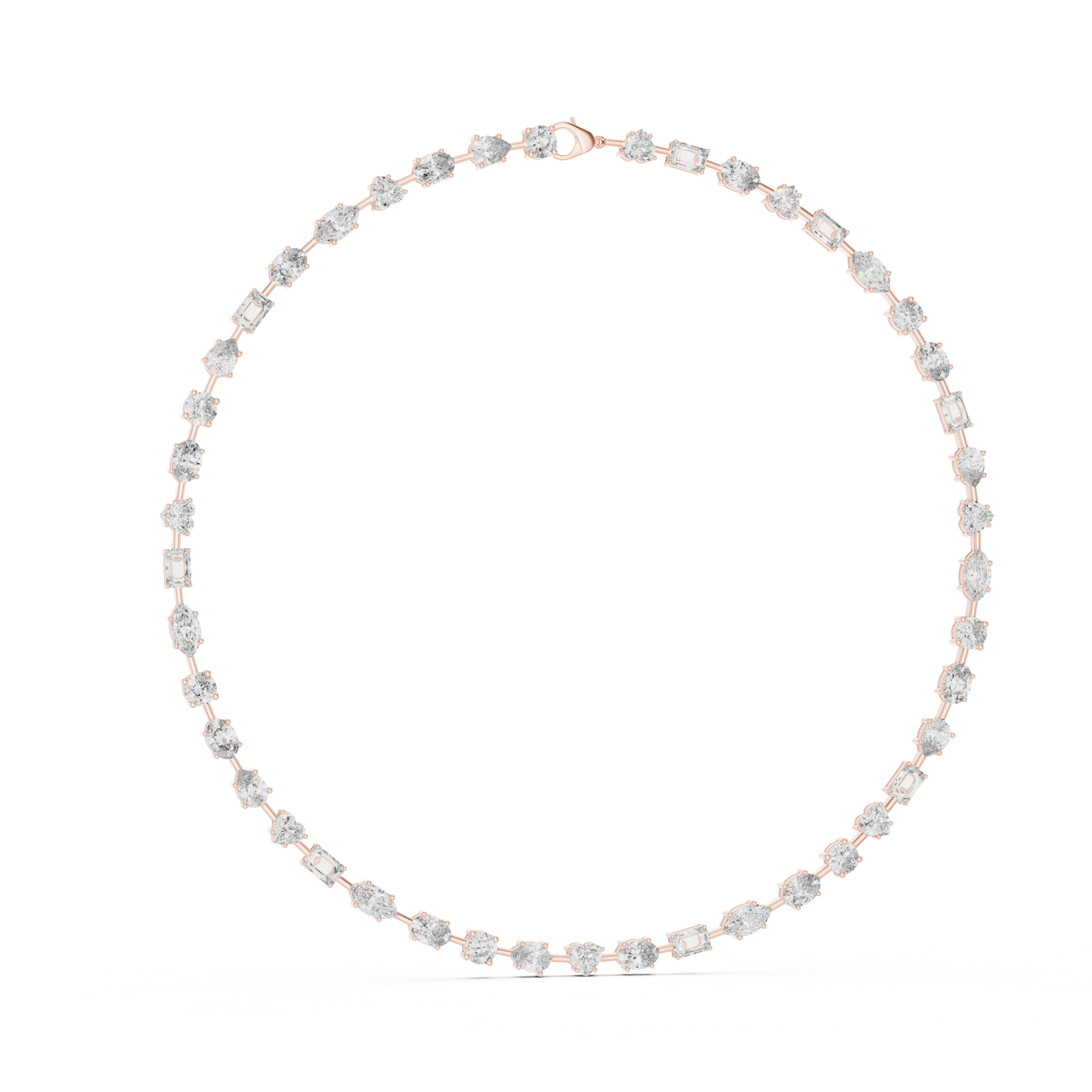 All Multiple Shape  Lab Grown Diamond 14K Solid Gold Esthetic Diamond Necklace For Her - HIGHCARAT DIAMONDS