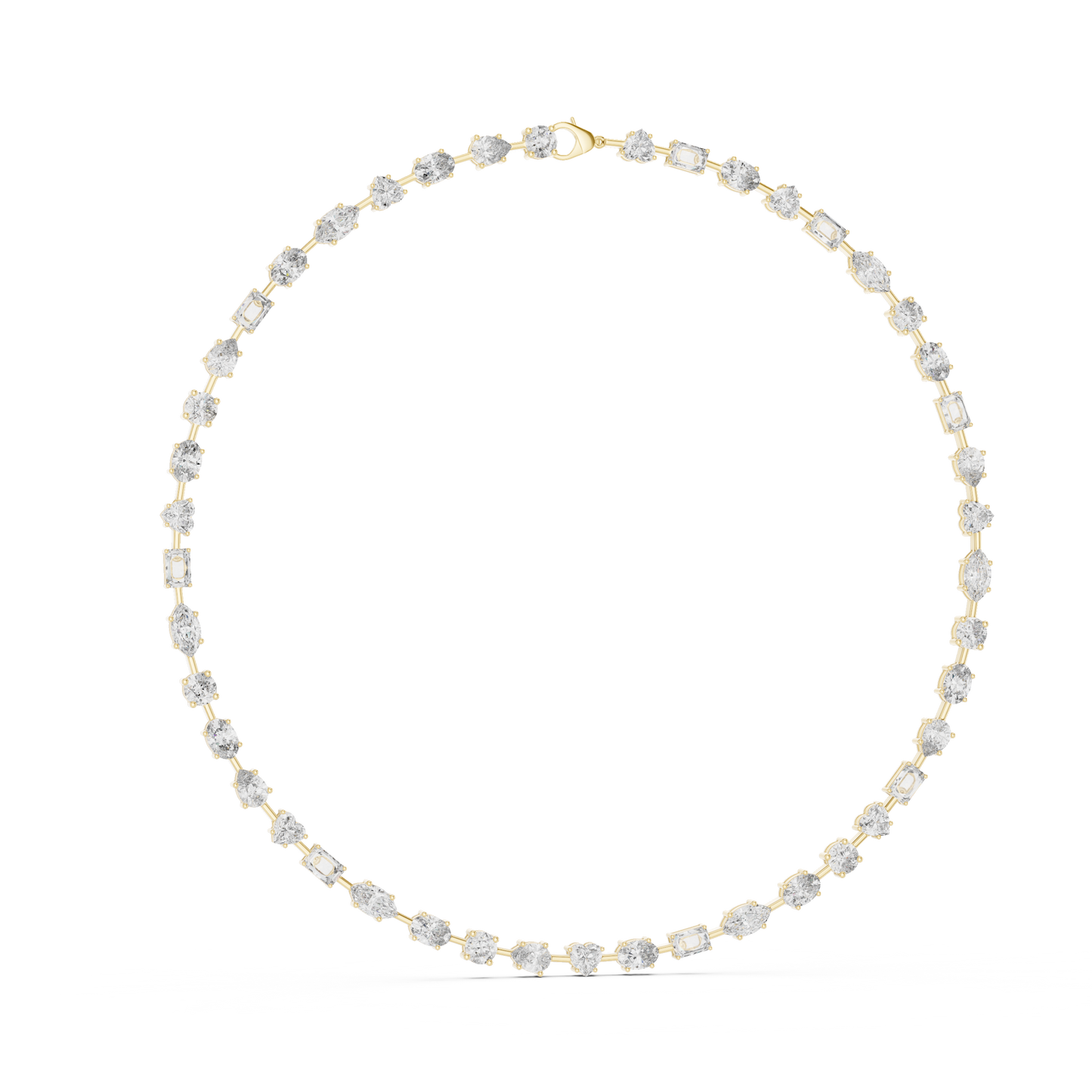 All Multiple Shape  Lab Grown Diamond 14K Solid Gold Esthetic Diamond Necklace For Her - HIGHCARAT DIAMONDS