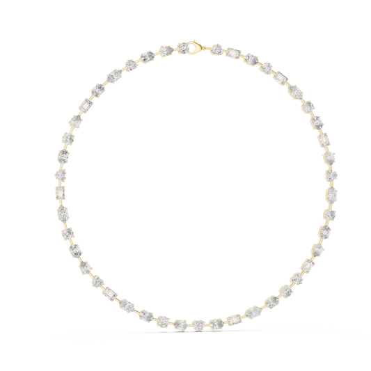 All Multiple Shape  Lab Grown Diamond 14K Solid Gold Esthetic Diamond Necklace For Her - HIGHCARAT DIAMONDS