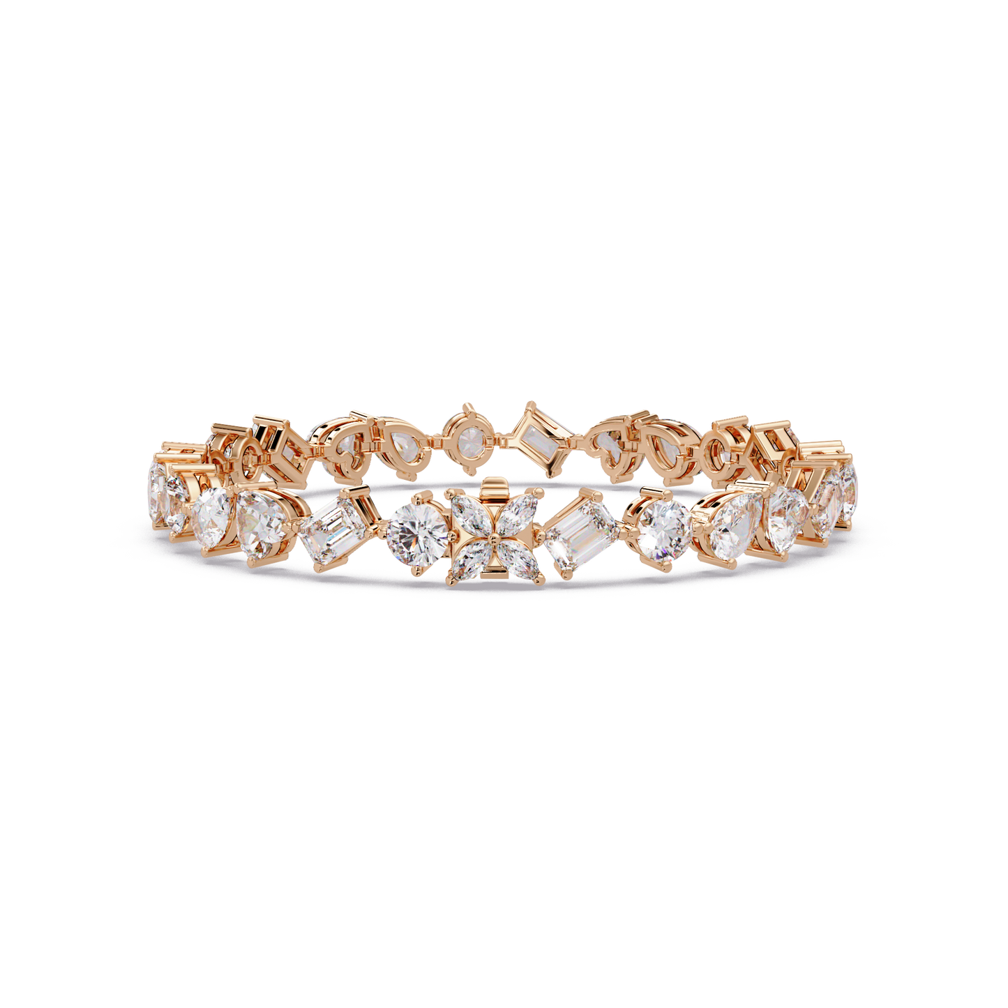 Multi Shape Lab Grown Diamond Tennis Rose Gold Bracelet - HIGHCARAT DIAMONDS