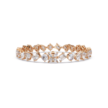 Multi Shape Lab Grown Diamond Tennis Rose Gold Bracelet - HIGHCARAT DIAMONDS