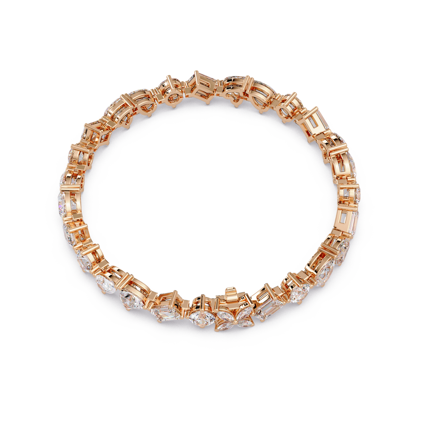 Multi Shape Lab Grown Diamond Tennis Rose Gold Bracelet - HIGHCARAT DIAMONDS