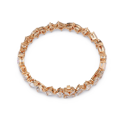Multi Shape Lab Grown Diamond Tennis Rose Gold Bracelet - HIGHCARAT DIAMONDS