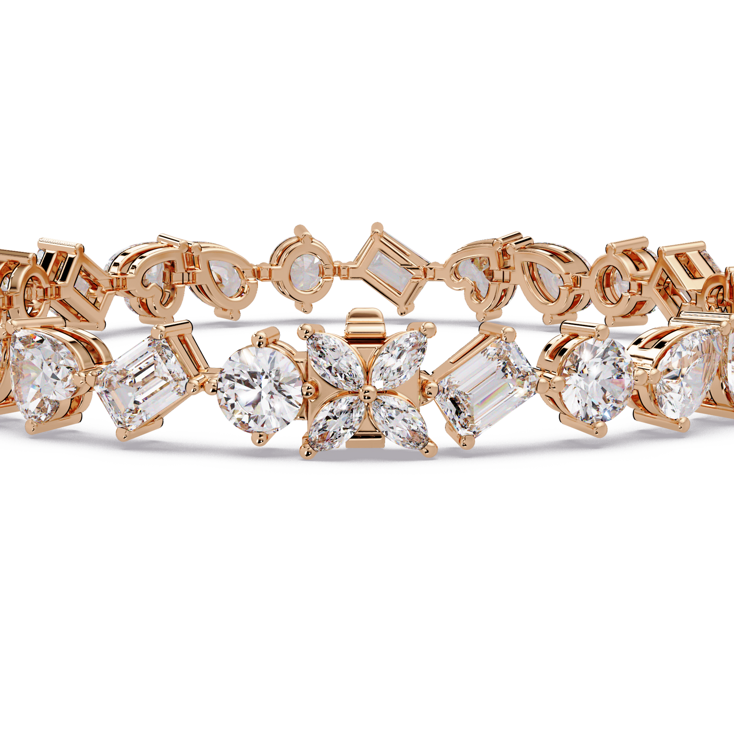 Multi Shape Lab Grown Diamond Tennis Rose Gold Bracelet - HIGHCARAT DIAMONDS