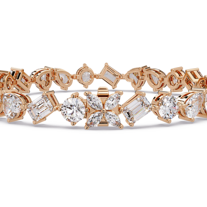 Multi Shape Lab Grown Diamond Tennis Rose Gold Bracelet - HIGHCARAT DIAMONDS