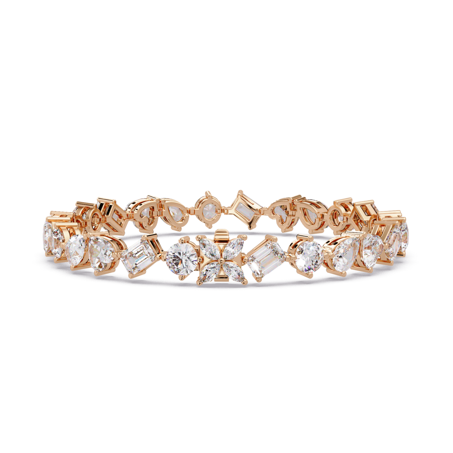 Multi Shape Lab Grown Diamond Tennis Rose Gold Bracelet - HIGHCARAT DIAMONDS