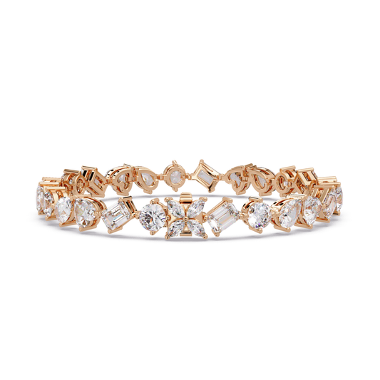 Multi Shape Lab Grown Diamond Tennis Rose Gold Bracelet - HIGHCARAT DIAMONDS