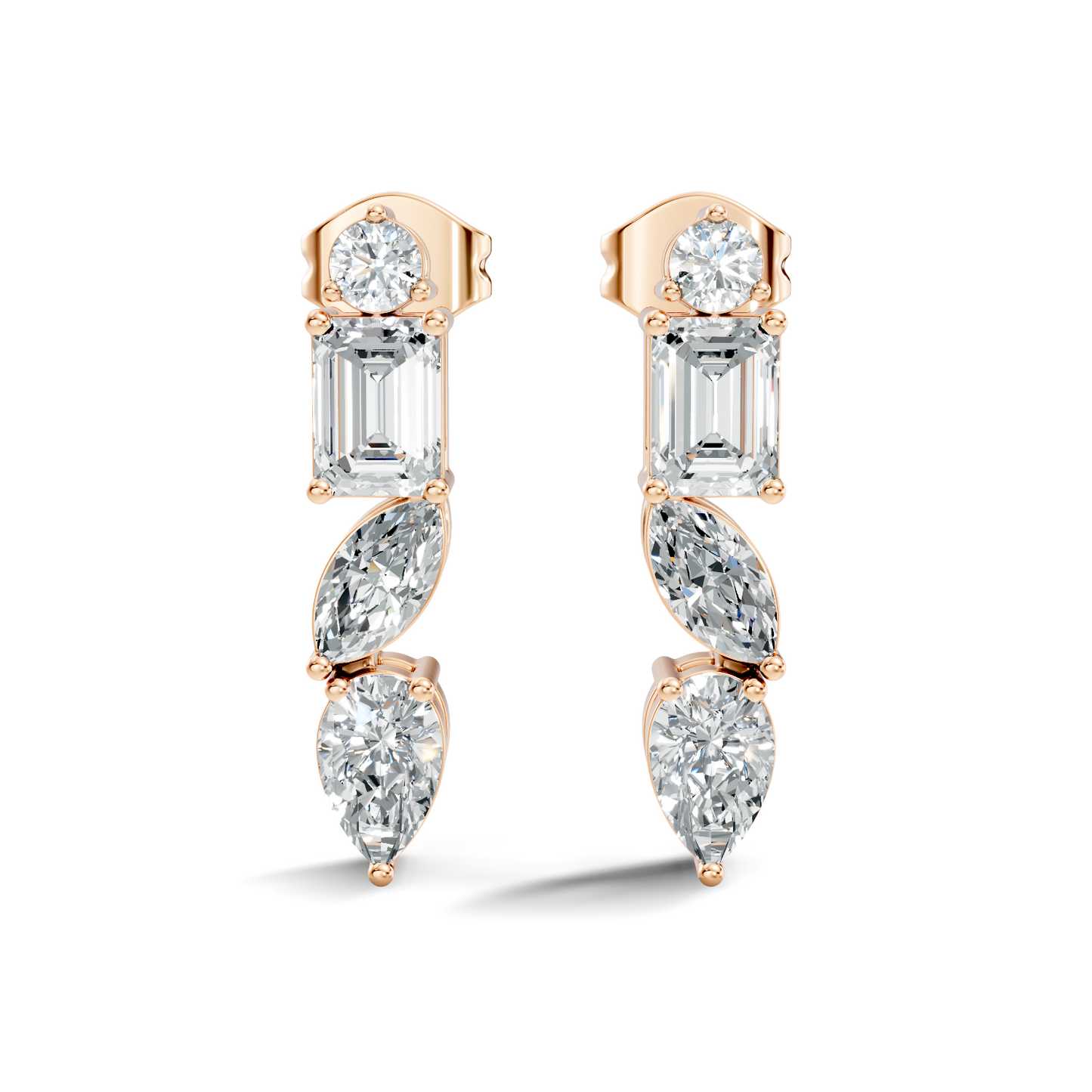 Elegant Minimalist Diamond Drop Earrings Emerald & Pear Multi-Cut Diamond Jewelry For Women - HIGHCARAT DIAMONDS
