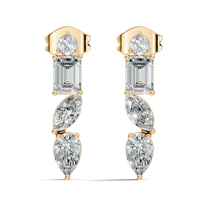 Elegant Minimalist Diamond Drop Earrings Emerald & Pear Multi-Cut Diamond Jewelry For Women - HIGHCARAT DIAMONDS