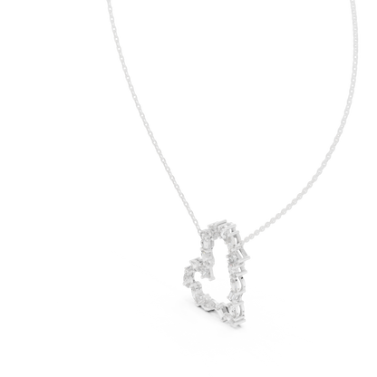 Multiple Diamond Heart Type Lab Grown-Natural Shining Diamond Pendant For Women