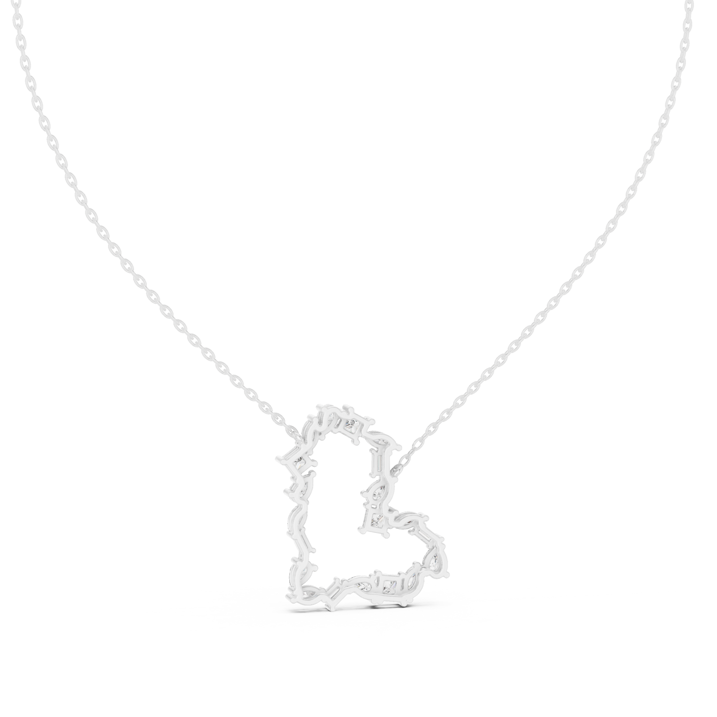 Multiple Diamond Heart Type Lab Grown-Natural Shining Diamond Pendant For Women