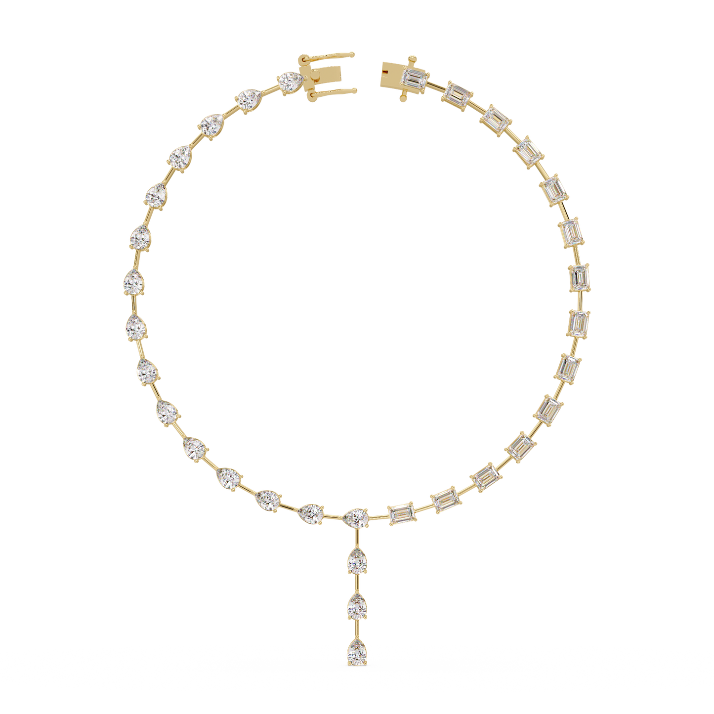 Multiple Shape Lab-Grown Diamond Drops Gold Tennis Necklace - HIGHCARAT DIAMONDS