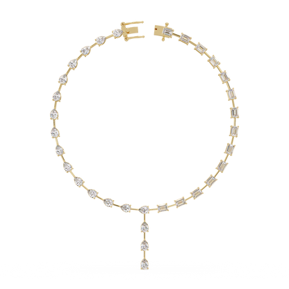 Multiple Shape Lab-Grown Diamond Drops Gold Tennis Necklace - HIGHCARAT DIAMONDS