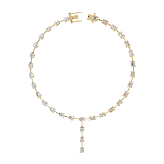 Multiple Shape Lab-Grown Diamond Drops Gold Tennis Necklace - HIGHCARAT DIAMONDS