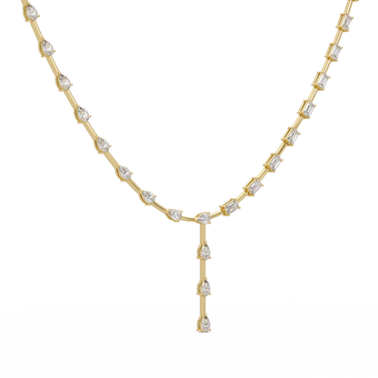 Multiple Shape Lab-Grown Diamond Drops Gold Tennis Necklace - HIGHCARAT DIAMONDS
