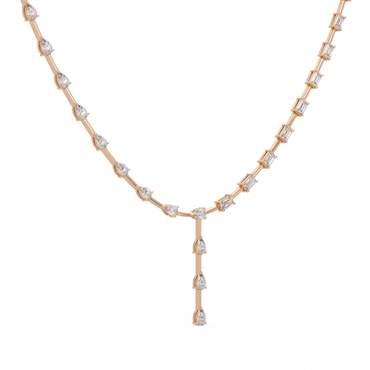 Multiple Shape Lab-Grown Diamond Drops Gold Tennis Necklace - HIGHCARAT DIAMONDS