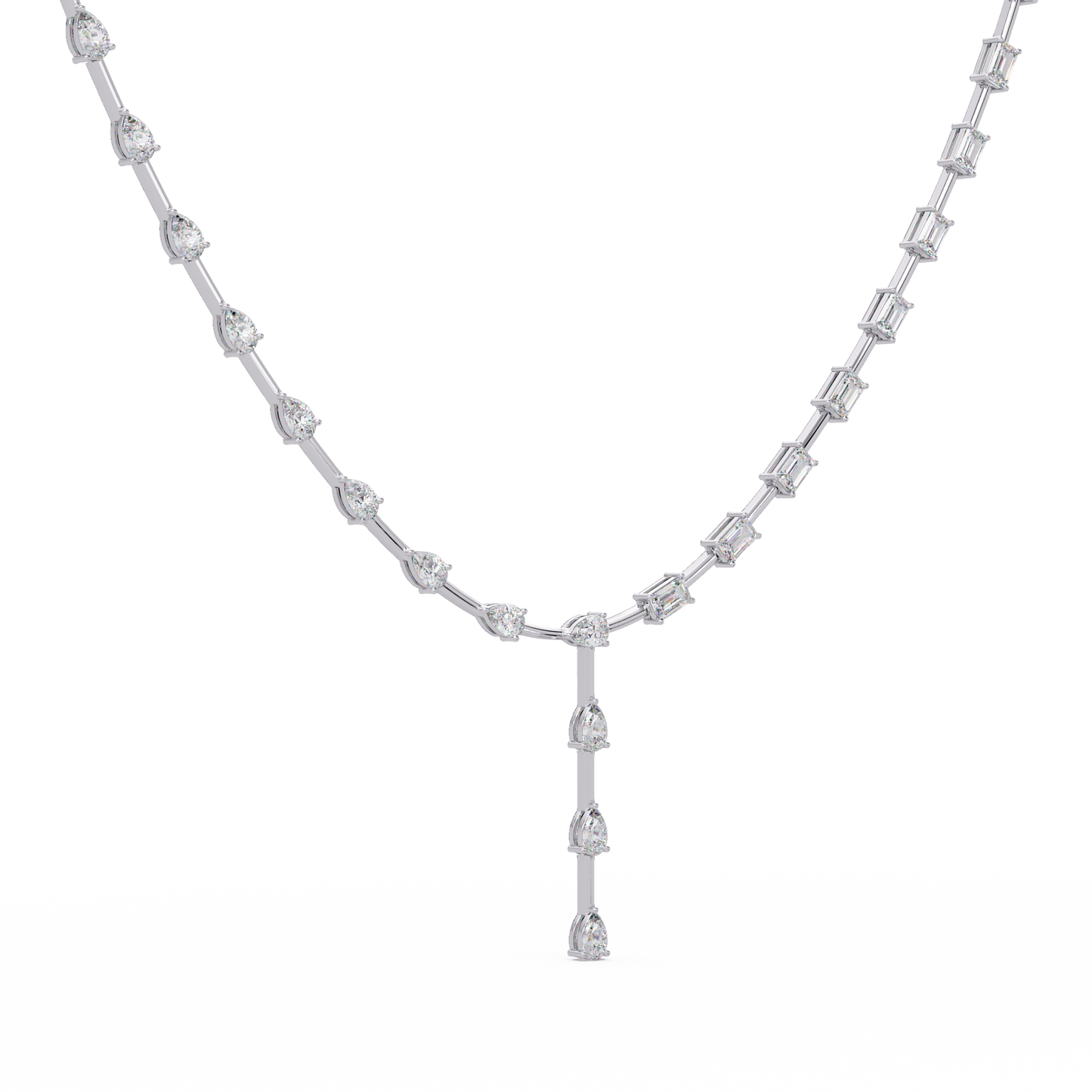 Multiple Shape Lab-Grown Diamond Drops Gold Tennis Necklace - HIGHCARAT DIAMONDS