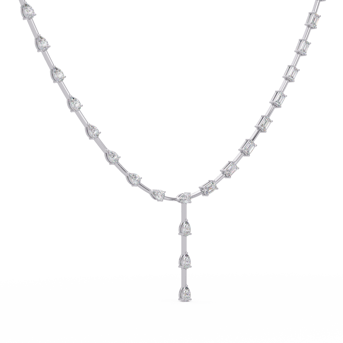 Multiple Shape Lab-Grown Diamond Drops Gold Tennis Necklace - HIGHCARAT DIAMONDS