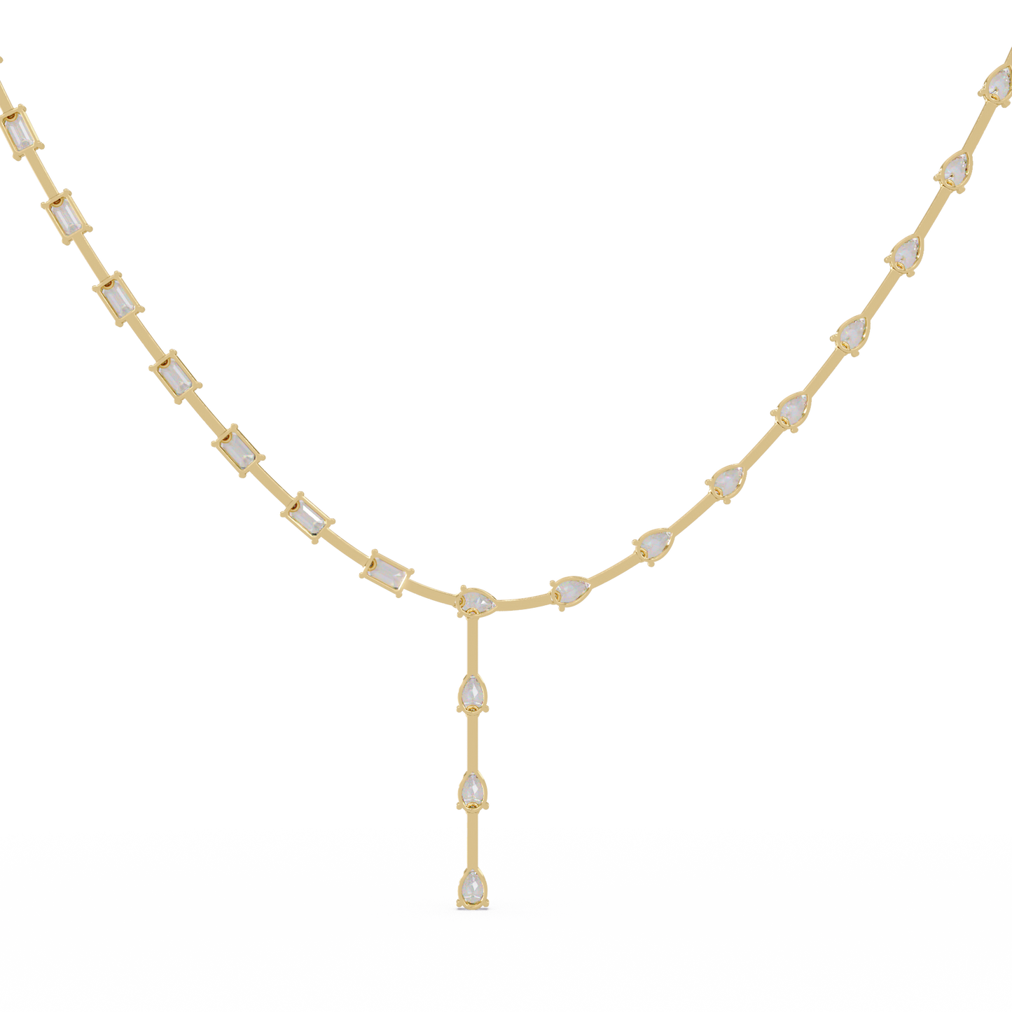 Multiple Shape Lab-Grown Diamond Drops Gold Tennis Necklace - HIGHCARAT DIAMONDS