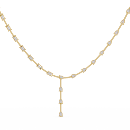 Multiple Shape Lab-Grown Diamond Drops Gold Tennis Necklace - HIGHCARAT DIAMONDS